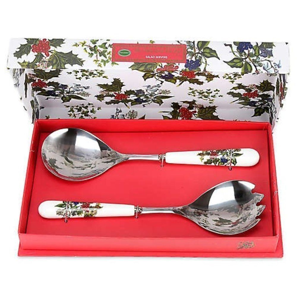 NIB Portmeirion Holly and Ivy Salad Servers